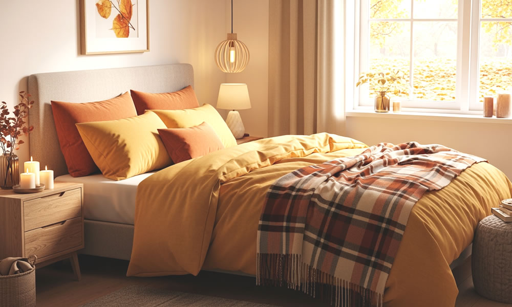 Farby a dekorácie v jesennej spálni