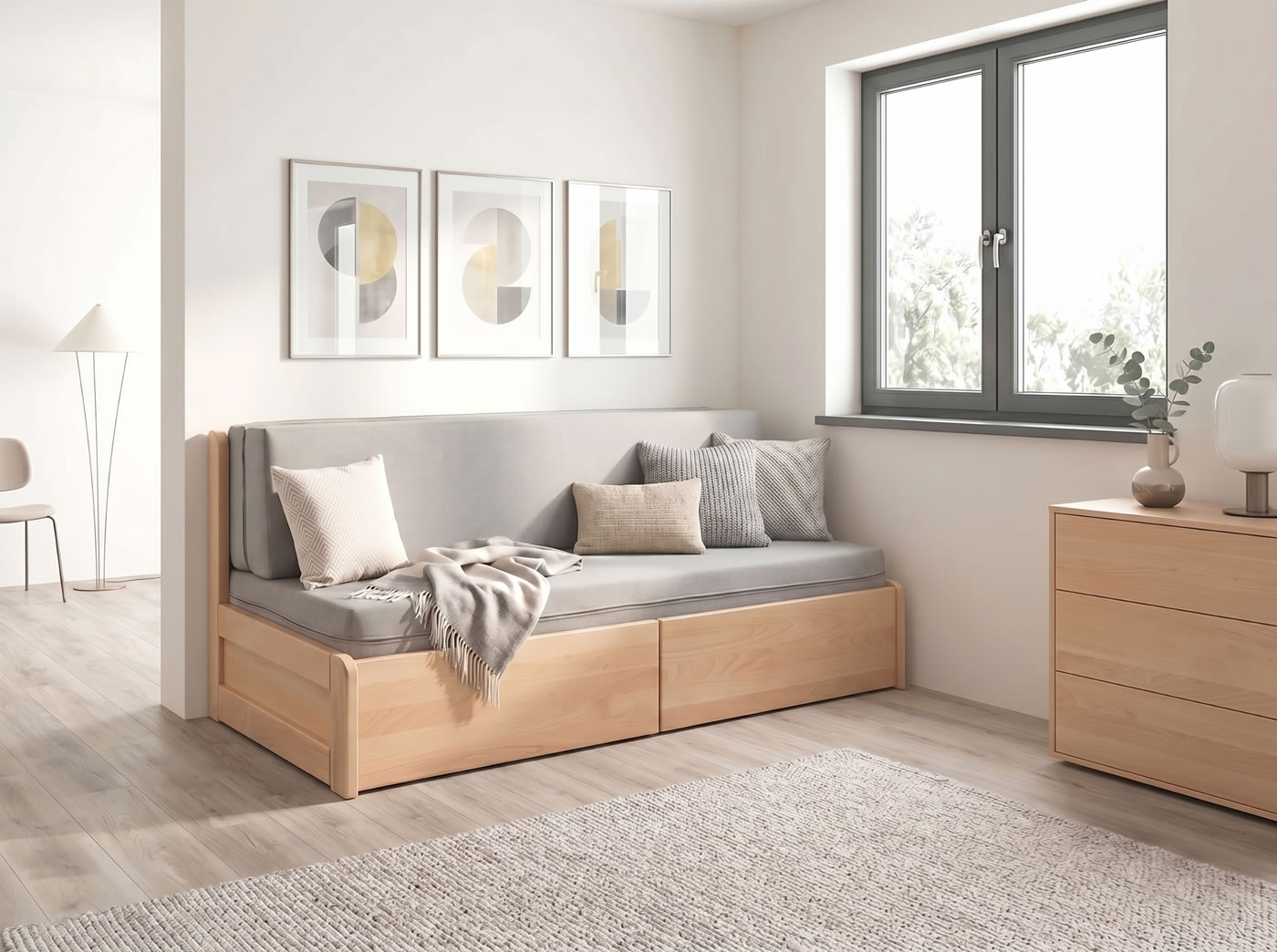Rozkladacia posteľ Flexo z bukového masívu