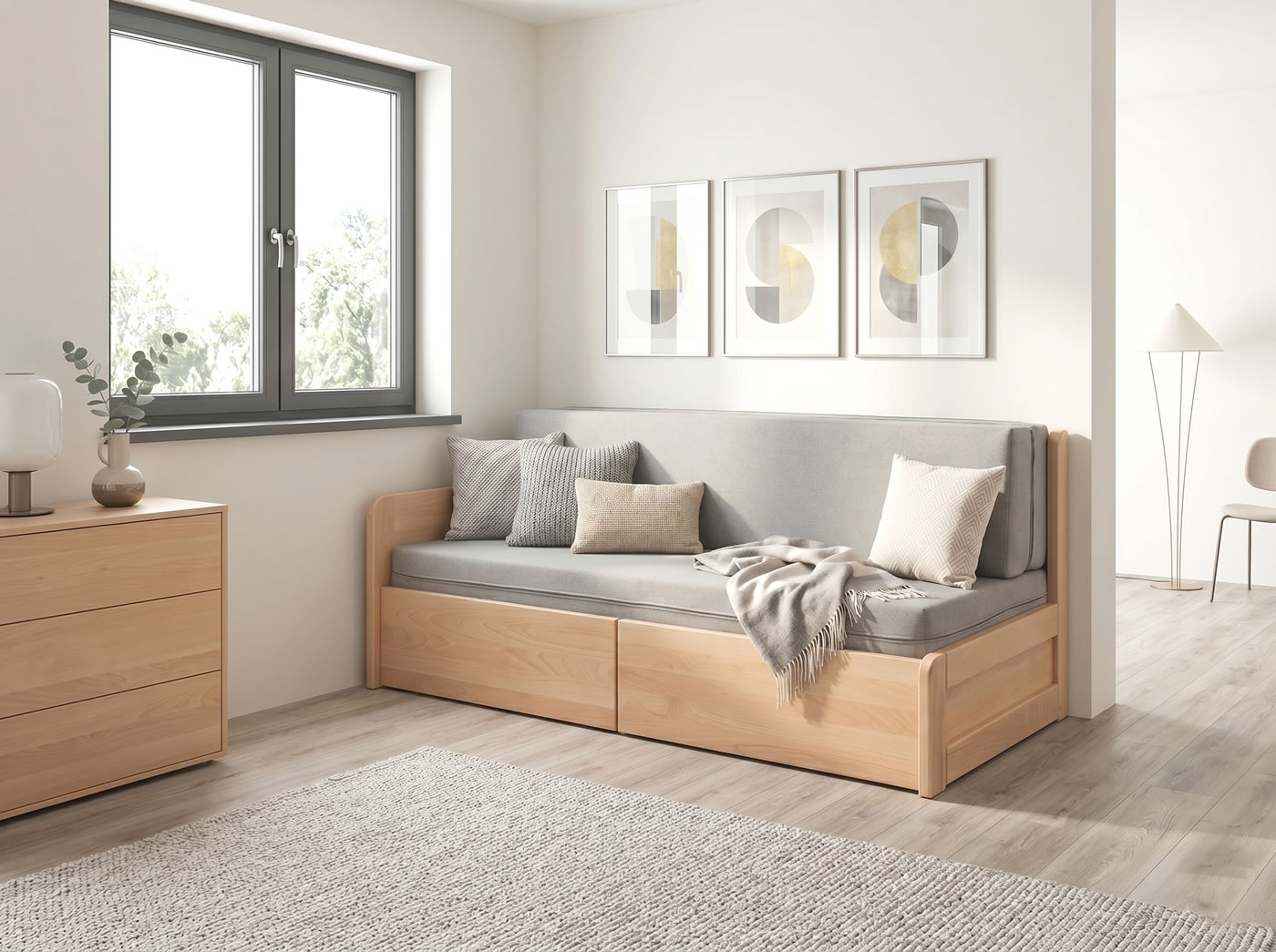 Rozkladacia posteľ Flexo z bukového masívu
