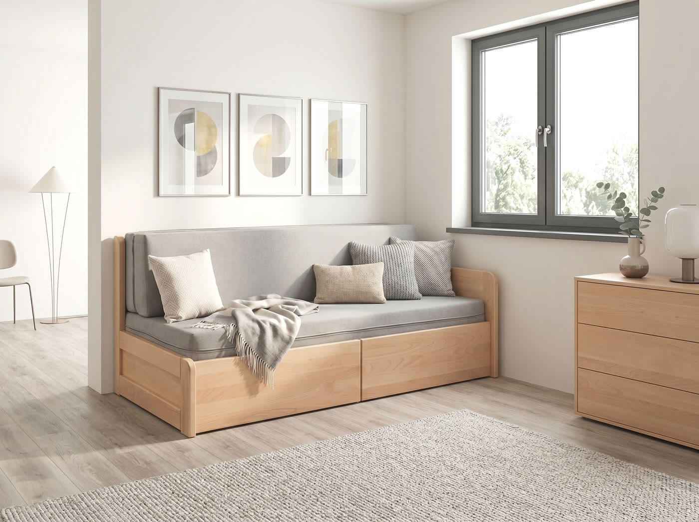 Rozkladacia posteľ Flexo z bukového masívu
