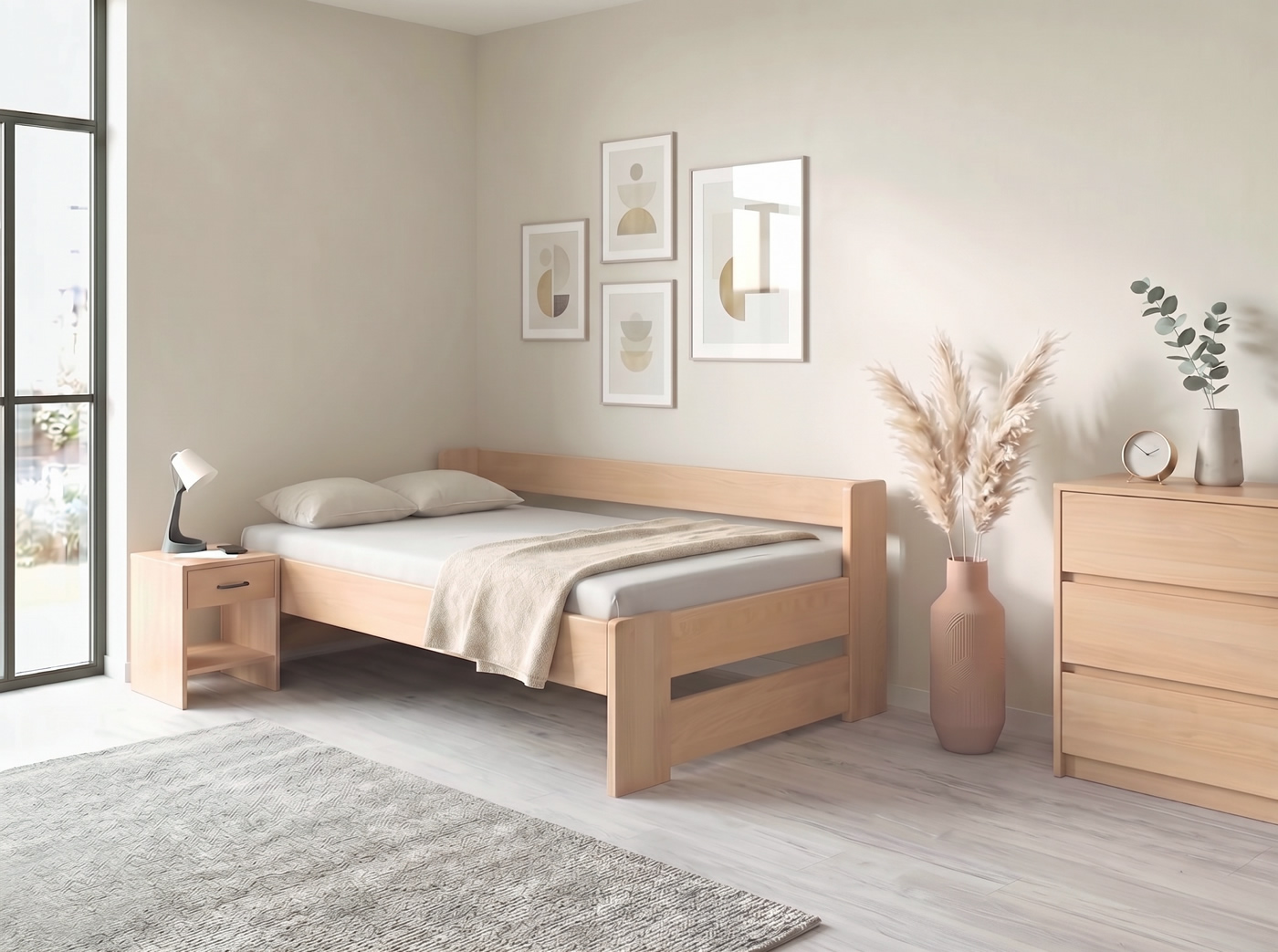 Test postele Miva s dlhým bočným čelom