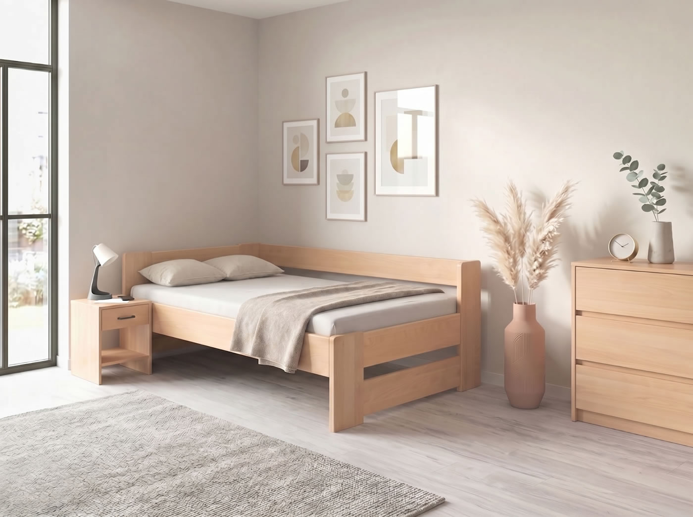 Test rohovej úložnej postele Miva