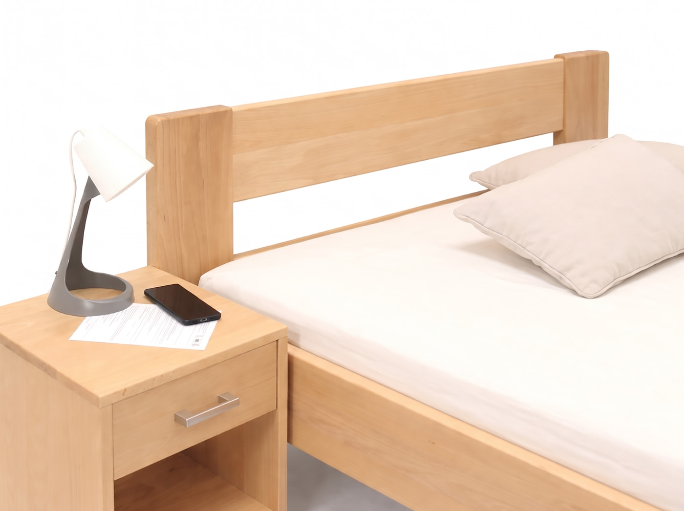 Parametre jednoduchej postele Miva s hlavovým čelom