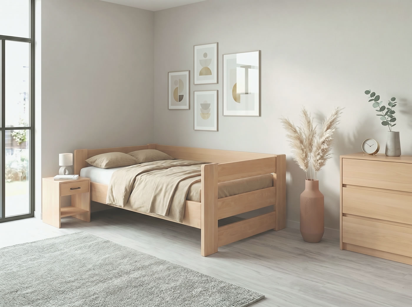 Test postele Miva s tromi čelami do U