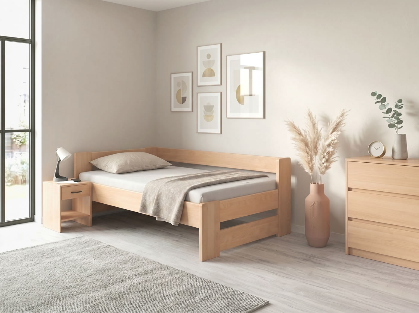 Test rohovej úložnej postele Miva