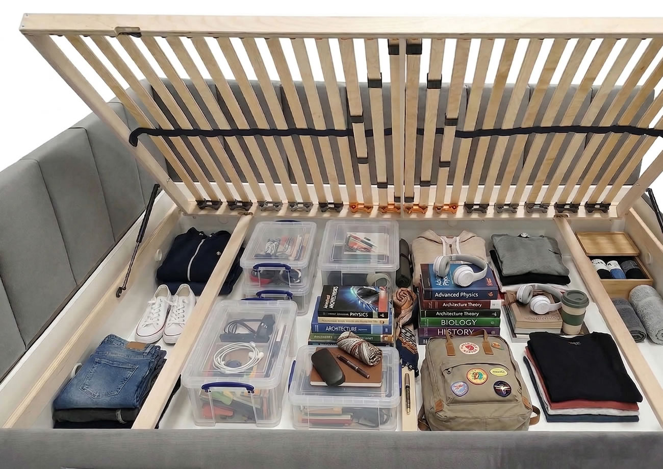 Praktický úložný priestor postele Dock