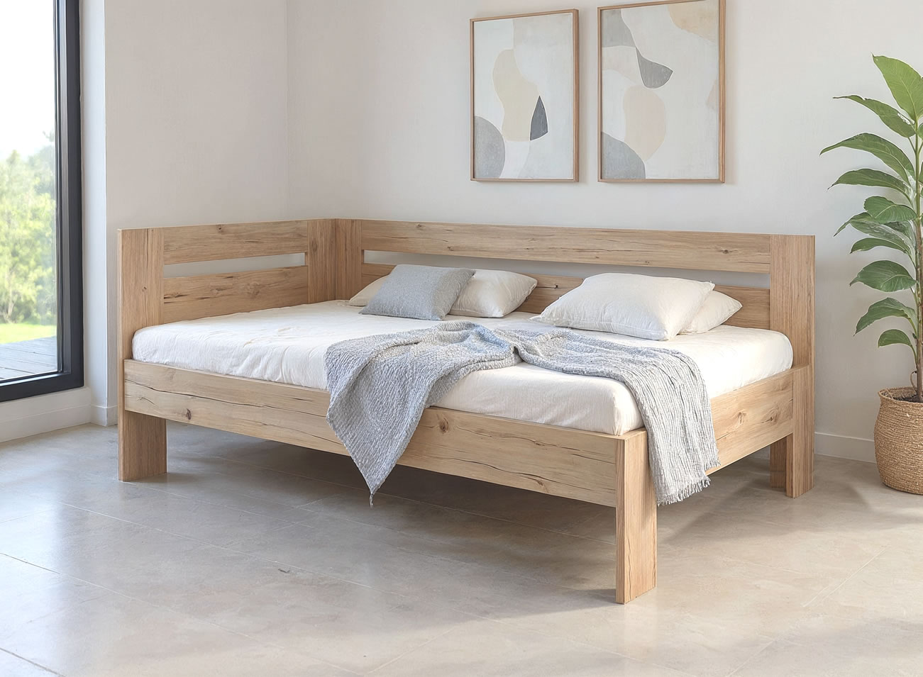 Rohová posteľ Erika 90x200 s bočným čelom - ľavé prevedenie