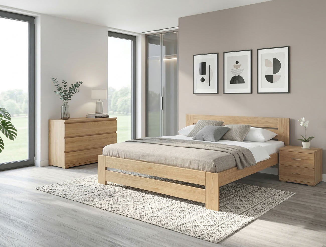 Masívna dubová posteľ Berni