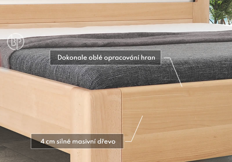 Detail opracovania drevenej postele Matrix 1