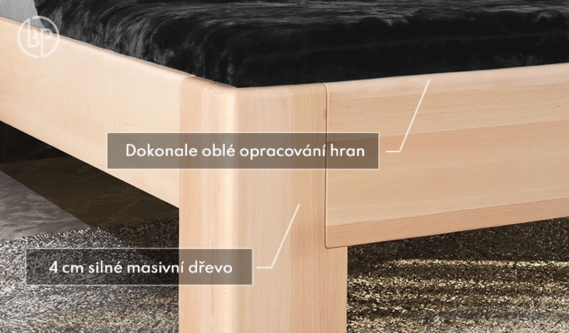 Detail opracovania drevenej postele Magnus