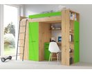 Multifunkčná poschodová posteľ Vera - Ľavá, lamino dub artisan - zelená Multifunkčná poschodová posteľ Vera - Ľavá, lamino dub artisan - zelená