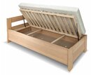 Posteľ jednolôžko z masívu s úložným priestorom Ela, masív buk