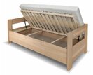 Posteľ jednolôžko z masívu s úložným priestorom Ela s čelami, masív buk