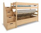 Poschodová posteľ so schodmi a s úložným priestorom JUNIOR 13, masiv buk  