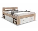 Posteľ s úložným priestorom Nepoli 140 , dub sonoma - biela