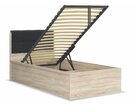 Posteľ jednolôžko s úložným priestorom a roštom TETRIS, dub sonoma - čierna