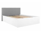Posteľ dvojlôžko s úložným priestorom a roštom TETRIS 160x200, biela lesk - šedé celočalúnené čelo