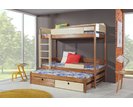 Poschodová posteľ s prístelkou a úložným priestorom pre 3 deti NATY3, masív borovica Poschodová posteľ s prístelkou a úložným priestorom pre 3 deti NATY3, masív borovica