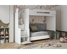 Multifunkčná poschodová posteľ Dori s hornou posteľou a čalúnenou posteľou, lamino biela Multifunkčná poschodová posteľ Dori s hornou posteľou a čalúnenou posteľou, lamino biela