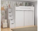 Multifunkčná poschodová posteľ Dori so spodnou posteľou a skriňou, lamino biela