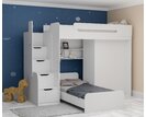 Multifunkčná poschodová posteľ Dori so spodnou posteľou a skriňou, lamino biela Multifunkčná poschodová posteľ Dori so spodnou posteľou a skriňou, lamino biela