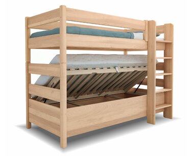 Poschodová posteľ s úložným priestorom JUNIOR 10, 80x200, masiv buk