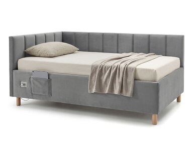 Multifunkčná rohová posteľ DOCK s roštom a USB nabíjačkou, 120x200cm