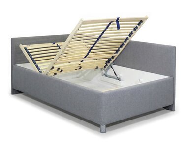 Rohová vyvýšená čalunená posteľ Ryana, s úložným priestorom, 120x200