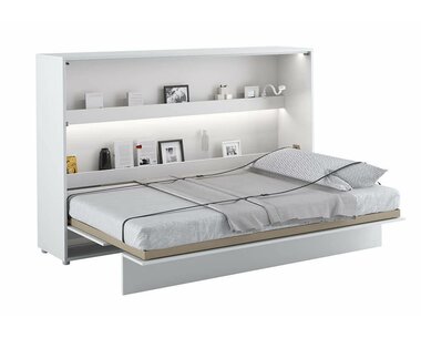 Široká sklápacia posteľ v skrini MONTERASSO, 120x200cm, biely lesk