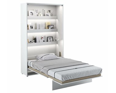 Vysoká sklápacia posteľ v skrini MONTERASSO, 120x200cm, biely lesk