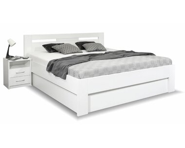 Posteľ z masívu s úložným priestorom SENÁTOR, masív buk, BIELA