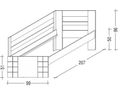 Posteľ z masívu HANNY II. 90x200, biela - rozmery
