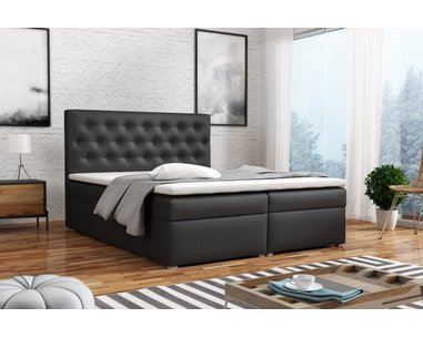 Americká posteľ boxspring CS34015, s matracom a úložným priestorom, čierna ekokoža, 140x200 cm Americká posteľ boxspring CS34015, s matracom a úložným priestorom, čierna ekokoža, 140x200 cm