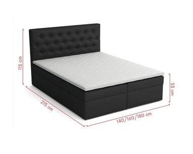 Americká posteľ boxspring CS34015, s matracom a úložným priestorom, čierna ekokoža, 160x200 cm