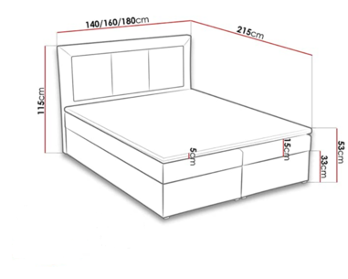 Americká posteľ boxspring CS34015, s matracom a úložným priestorom, 140x200 cm Americká posteľ boxspring CS34015, s matracom a úložným priestorom, 140x200 cm
