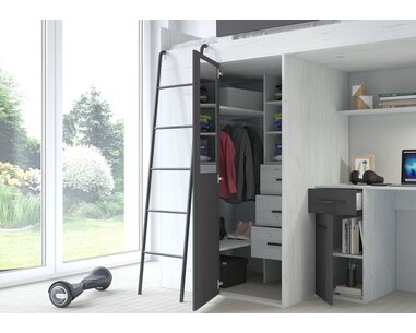 Vera - Ľavá, lamino craft biely grafit pohľad do skrine