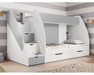 Poschodová posteľ Montana, šedo-biela - interiér