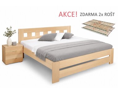 Manželská posteľ s roštmi Barča, 160x200, 180x200, masív buk - pohľad č. 1