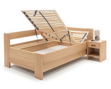 Rohová buková posteľ s roštom MIVA pravá, 120x200 Rohová buková posteľ s roštom MIVA pravá, 120x200