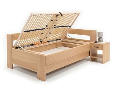 Rohová buková posteľ s roštom MIVA pravá, 120x200 Rohová buková posteľ s roštom MIVA pravá, 120x200