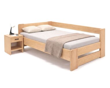 Rohová drevená posteľ MIVA, 120x200, masív buk