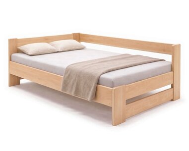 Rohová drevená posteľ MIVA, 120x200, masív buk