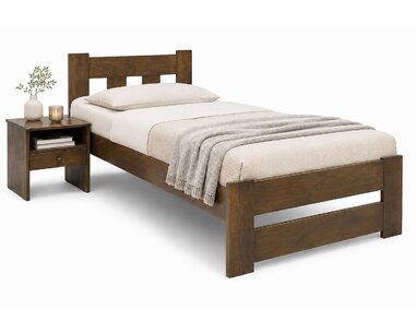 Posteľ jednolôžko Barča, 90x200cm, masív borovica, morený orech - pohľad č. 1