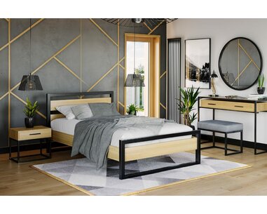 Interiér - Posteľ dvojlôžko Drew - 371, masív dub