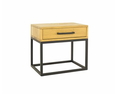 Nočný stolík so zásuvkou Drew-S370, masív dub - kov Nočný stolík so zásuvkou Drew-S370, masív dub - kov