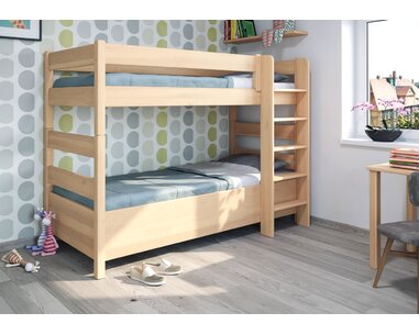 Poschodová posteľ s úložným priestorom JUNIOR 1, masív buk