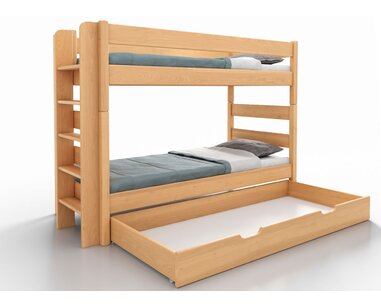 Poschodová posteľ JUNIOR 3, ĽAVÁ, masív buk