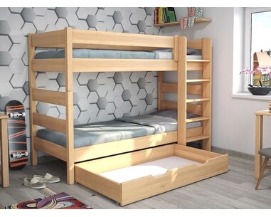 Poschodová posteľ pre 2 deti JUNIOR 1, masív buk