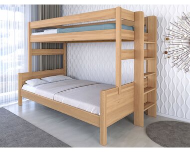 Poschodová posteľ JUNIOR, 120x200, PRAVÁ, masív buk