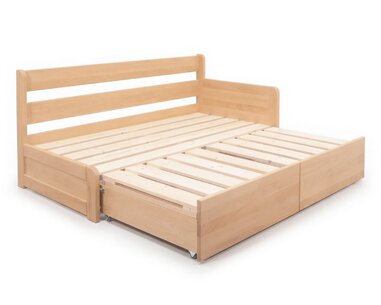 Rozkladacia posteľ s úložným priestorom FLEXO - Pravá, masív buk